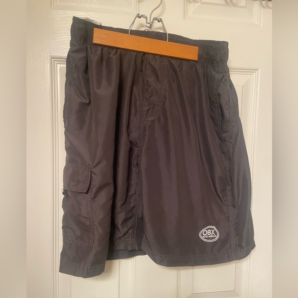 OBX Outer Banks Men’s Swim Trunks Black Cargo Board Shorts Size M